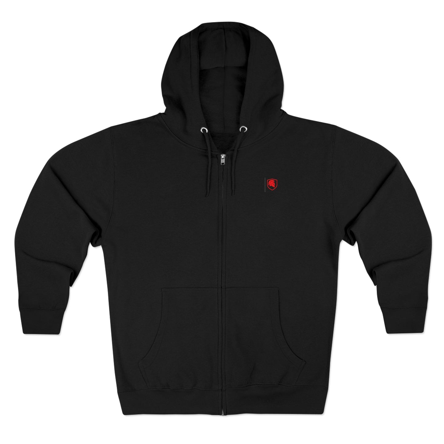 FIGWORKS Zip Hoodie in Black with red emblem
