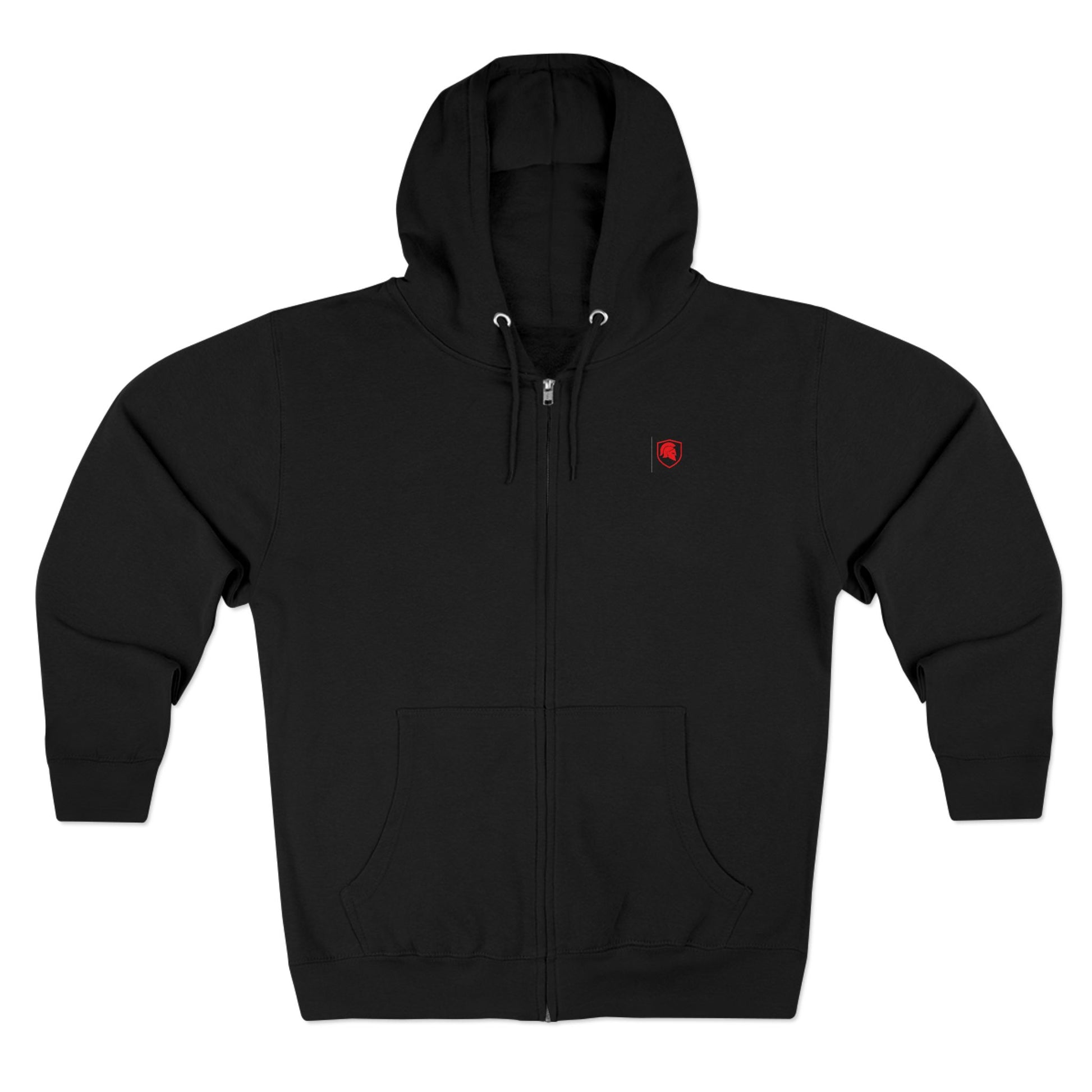 FIGWORKS Zip Hoodie in Black with red emblem
