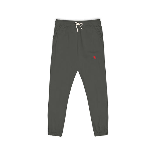 FIGWORKS Core Fleece Sweatpant in Pepper with red emblem

